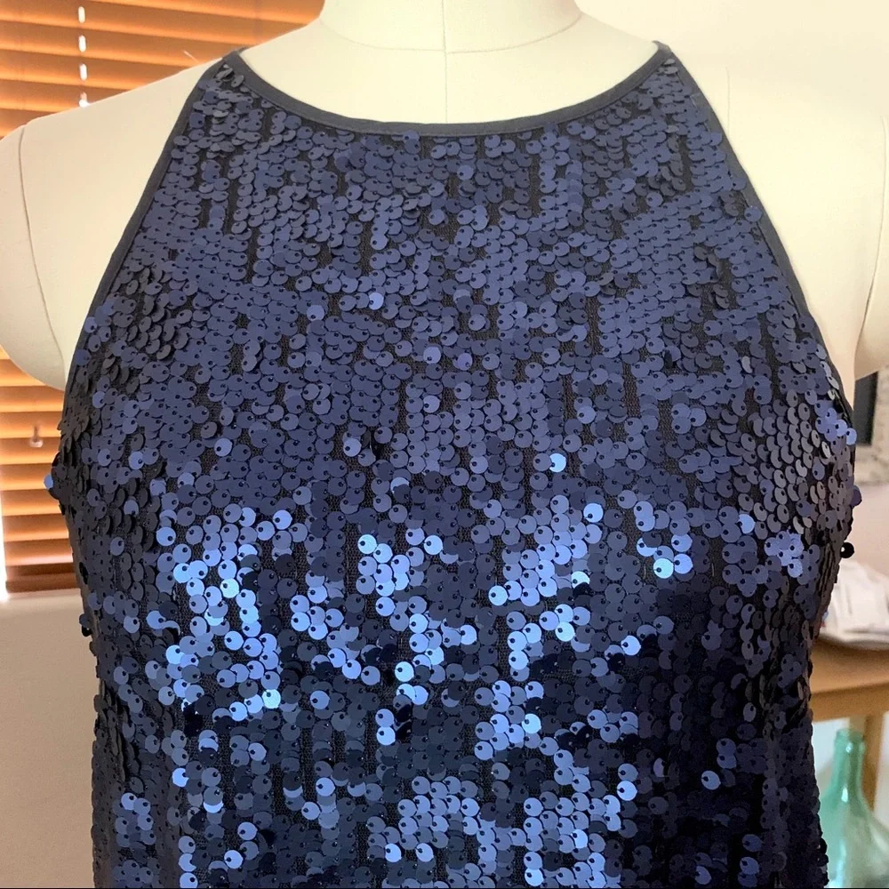 Flirty midnight blue matte sequin Forever 21 (?) mini dress - Picture 2 of 11